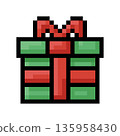 Gift box for Christmas and New Year Celebration, icon in 8 bit style 135958430