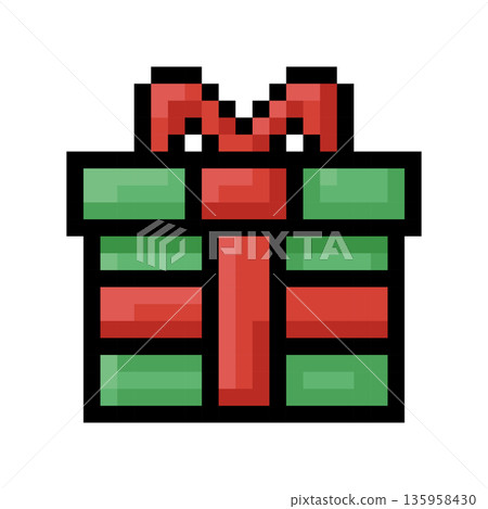 Gift box for Christmas and New Year Celebration, icon in 8 bit style 135958430
