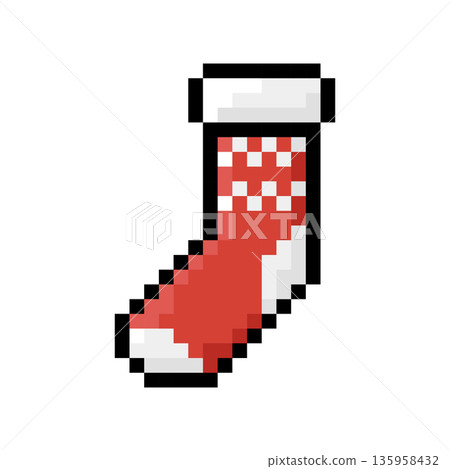 Christmas sock, icon in 8 bit style Christmas sock, icon in 8 bit style 135958432
