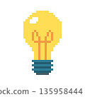 Pixel art 8 bit style of Edison or filament light bulb. Vector illustration 135958444