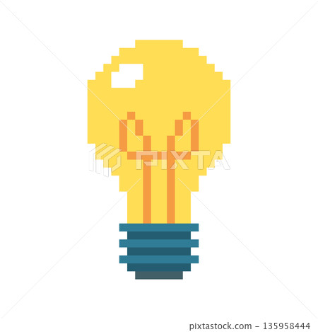Pixel art 8 bit style of Edison or filament light bulb. Vector illustration 135958444