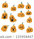 Set of Hand drawn pumpkin doodle icon, for Halloween 135958447