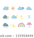 Set of weather icon vector. Pixel 8 bit style 135958449