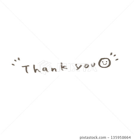 Handwritten Thank You letter illustration, cute pencil strokes 135958664
