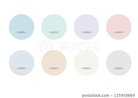 柔和的粉紅彩色圓形圖示集，帶有陰影，簡潔的背景素材 135958669