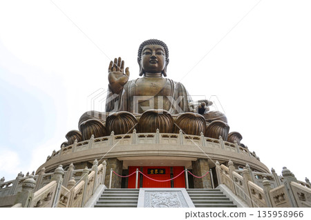 Lantau Island, Hong Kong - Jan 28 2026: The big Buddha at Po Lin Monastery in Lantau island Lantau Island, Hong Kong - Jan 28 2026: The big Buddha at Po Lin Monastery in Lantau island 135958966