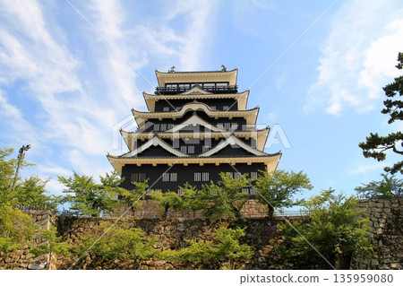 福山城最顯著的特徵是城樓北側的黑色鐵皮。 135959080