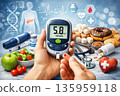 Blood Glucose Monitoring, Diabetes Management and Healthy Lifestyle Concept, Generative AI 135959118