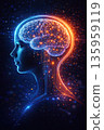 Artificial Intelligence Brain Inside Human Head, Future Technology Concept, Generative AI 135959119