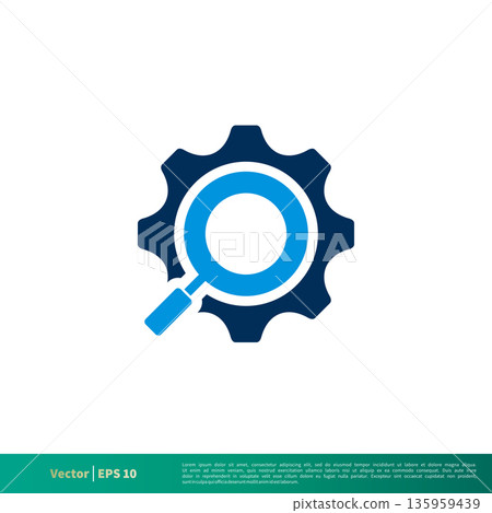 Cogwheel, Gear Magnifying Glass Icon Vector Logo Template Illustration Design. Vector EPS 10. 135959439