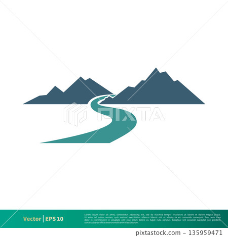 Mountain and Creek Vector Icon Logo Template Illustration Design. Vector EPS 10. 135959471