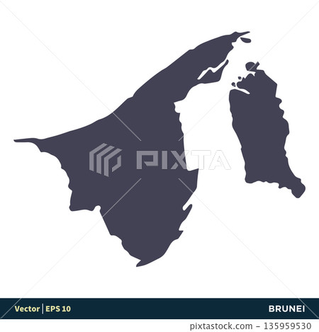 Brunei - Asia Countries Map Icon Vector Logo Template Illustration Design. Vector EPS 10. 135959530