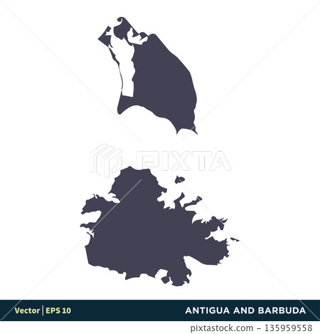 Antigua and Barbuda - North America Countries Map Icon Vector Logo Template Illustration Design. Vector EPS 10. 135959558