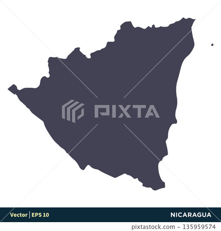 Nicaragua - North America Countries Map Icon Vector Logo Template Illustration Design. Vector EPS 10. 135959574