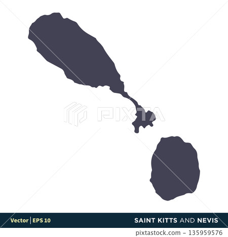 Saint Kitts and Nevis - North America Countries Map Icon Vector Logo Template Illustration Design. Vector EPS 10. 135959576
