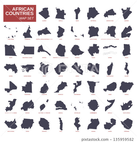 Africa Countries Map Set Vector Template Illustration Design. Vector EPS 10. 135959582