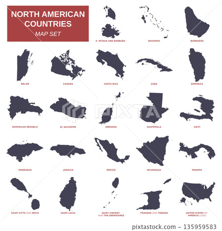 North America Map Set Vector Template Illustration Design. Vector EPS 10. 135959583