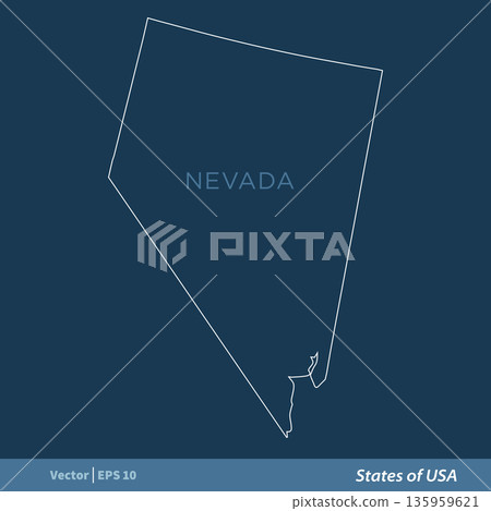 Nevada - Outline States of USA Vector Template, stroke editable Illustration Design 135959621