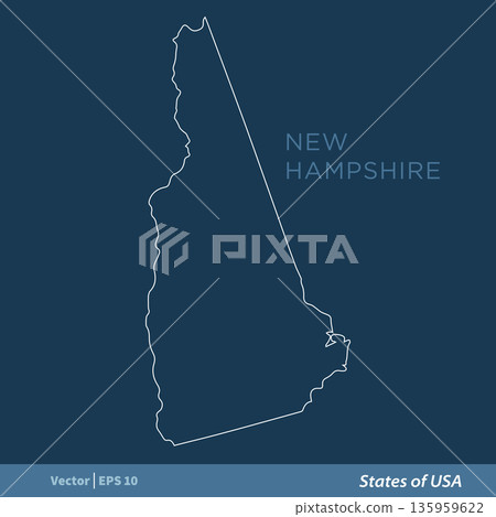 New Hampshire - Outline States of USA Vector Template, stroke editable Illustration Design 135959622