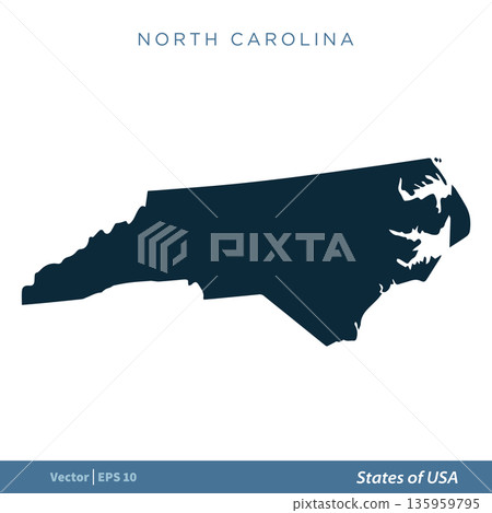 North Carolina - States of US Map Icon Vector Template Illustration Design. Vector EPS 10. 135959795
