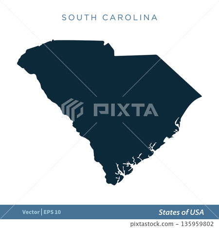 South Carolina - States of US Map Icon Vector Template Illustration Design. Vector EPS 10. South Carolina - States of US Map Icon Vector Template Illustration Design. Vector EPS 10. 135959802