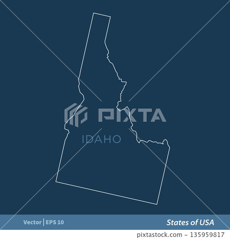 Idaho - Outline States of USA Vector Template, stroke editable Illustration Design Idaho - Outline States of USA Vector Template, stroke editable Illustration Design 135959817
