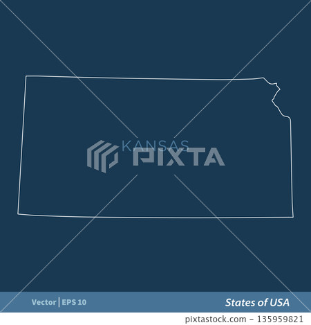 Kansas - Outline States of USA Vector Template, stroke editable Illustration Design Kansas - Outline States of USA Vector Template, stroke editable Illustration Design 135959821