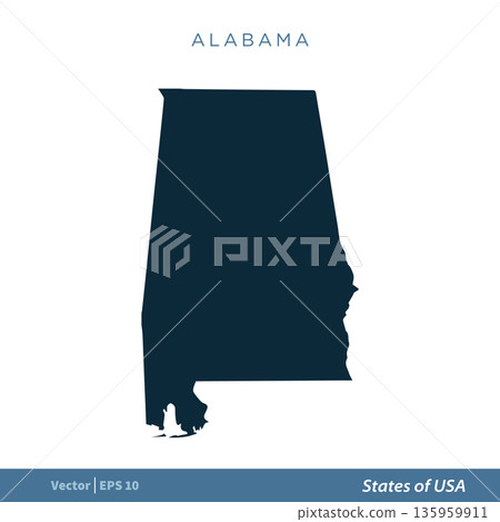 Alabama - States of US Map Icon Vector Template Illustration Design. Vector EPS 10. 135959911