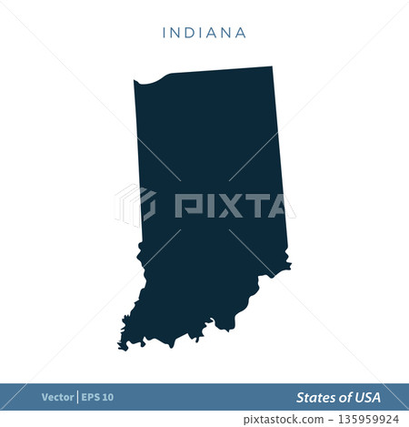Indiana - States of US Map Icon Vector Template Illustration Design. Vector EPS 10. Indiana - States of US Map Icon Vector Template Illustration Design. Vector EPS 10. 135959924