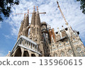 Barcelona, Spain, August 30, 2017: Sagrada Familia under construction with crane 135960615