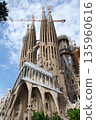 Barcelona, Spain, August 30, 2017: Sagrada Familia under construction with crane 135960616
