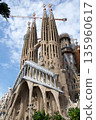 Barcelona, Spain, August 30, 2017: Sagrada Familia under construction with crane 135960617