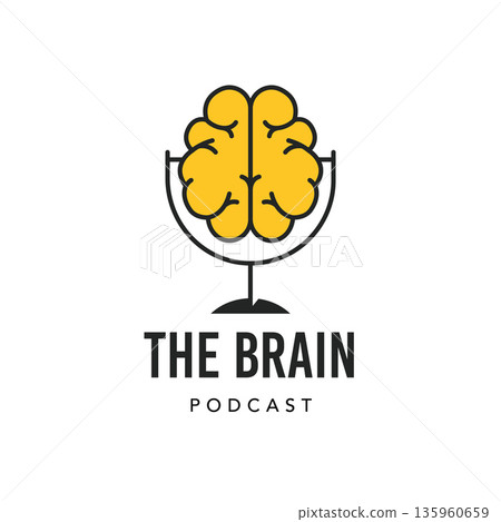 Brain microphone logo. Science, philosophy and psychology podcast concept design. Brain microphone logo. Science, philosophy and psychology podcast concept design. 135960659
