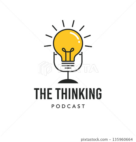 Light bulb microphone logo and symbol. Creative thinking, ideas and innovation podcast concept 135960664