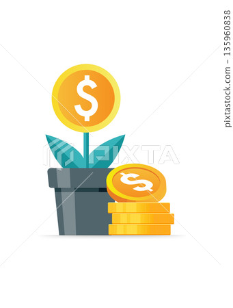 Growth vector Flat Icon Design illustration stock illustration. 135960838