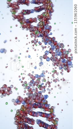 Molecular structure of DNA. 3D rendering. Molecular structure of DNA. 3D rendering. 135961060