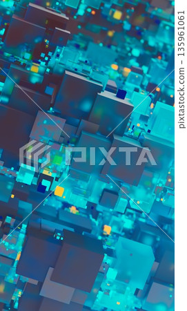 abstract image of cubes background in blue toned abstract image of cubes background in blue toned 135961061