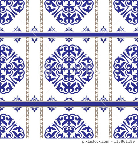 Azulejos portuguese tiles. Seamless pattern. Cerulean ethnic background. Geometric Moroccan Seamless Pattern. Moroccan azulejo, majolica tile,Talavera, Damask, Mediterranean ceramic, patchwork, tile Azulejos portuguese tiles. Seamless pattern. Cerulean ethnic background. Geometric Moroccan Seamless Pattern. Moroccan azulejo, majolica tile,Talavera, Damask, Mediterranean ceramic, patchwork, tile 135961199