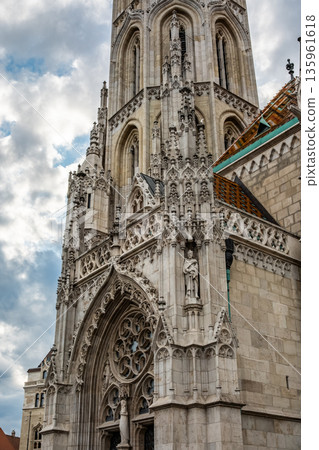 Architecture Details Of Historic Matthias Church Close To Fisherman Bastion 135961618