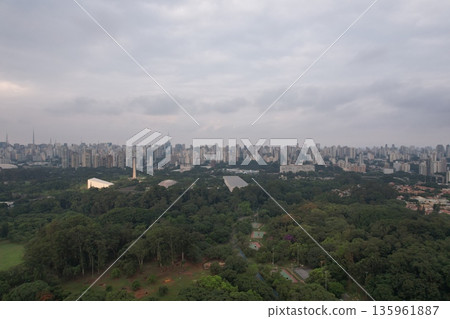 Skyline view of Sao Paulo with green space in the foreground at dusk Skyline view of Sao Paulo with green space in the foreground at dusk 135961887