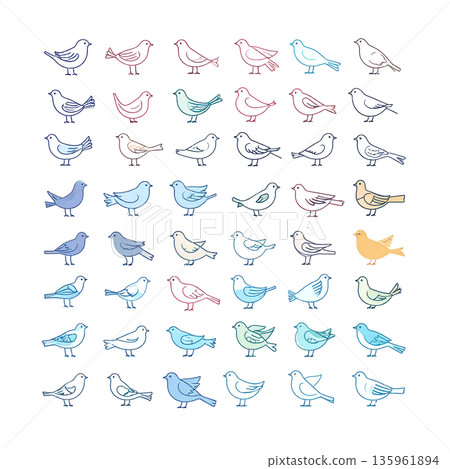 藍色鳥例證集合 135961894