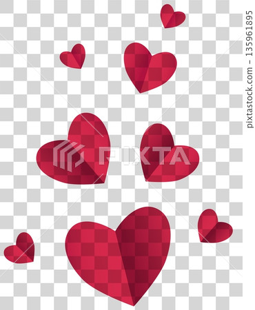 Hearts of different sizes float on a clear background. They are in a solid color and appear to be spreading joy. This can be used for events, celebrations, or any happy occasion 135961895