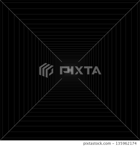 Concentric Square Grid with Central Focus on Black Background 135962174