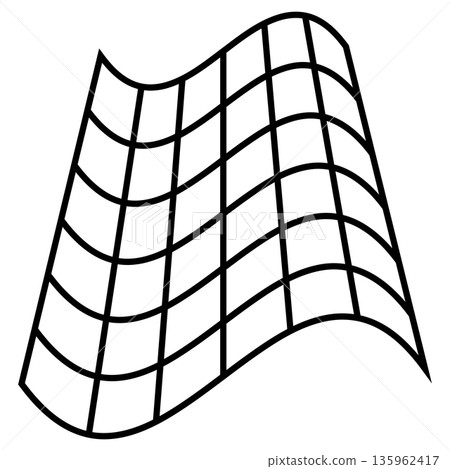 Curved grid mesh representing mathematical surface in abstract 3D style Curved grid mesh representing mathematical surface in abstract 3D style 135962417