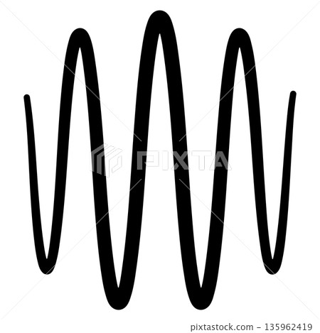 Bold sinusoidal wave form representing periodic signal 135962419