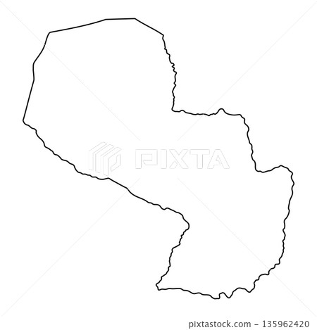 Black line border of Paraguay border map for educational use Black line border of Paraguay border map for educational use 135962420