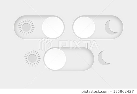 Day and night mode. Dark mode and light mode. Modern button set. Material design switch button. Vector Day and night mode. Dark mode and light mode. Modern button set. Material design switch button. Vector 135962427