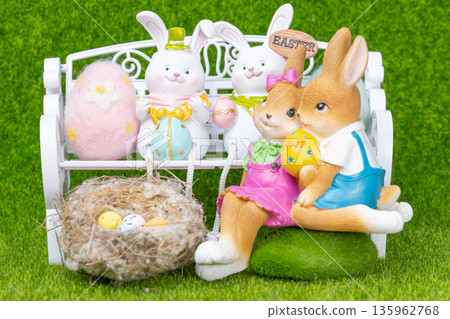 Easter bunny with eggs Easter bunny with eggs 135962768