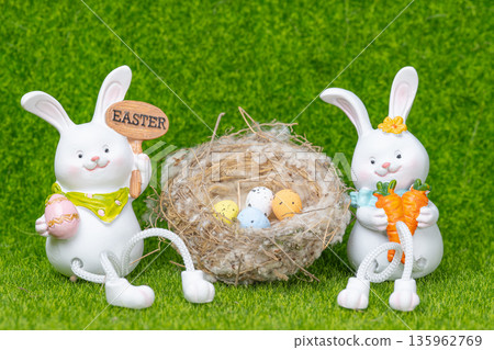 Easter bunny with eggs Easter bunny with eggs 135962769