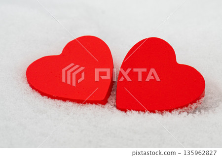 red hearts on the snow= red hearts on the snow= 135962827